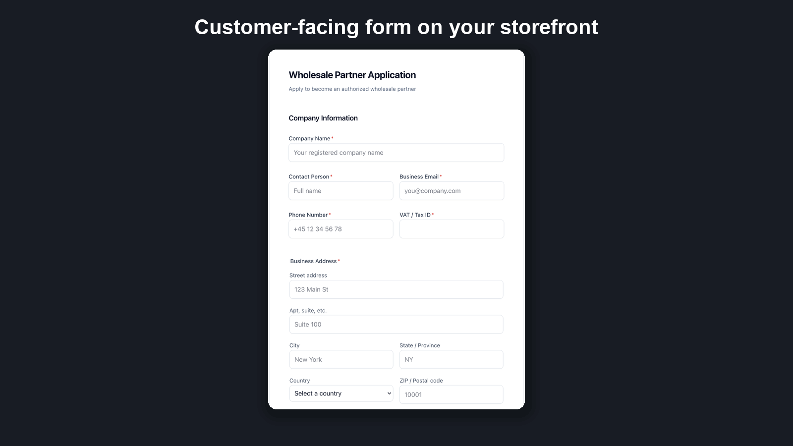 B2B Onboard application dashboard showing pending customer registrations in Shopify admin